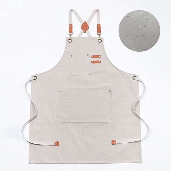 Professionelle Küchenschürze Für Damen Und Herren Wasserdicht, 3 Taschen, Verstellbare Träger, Für Restaurant, Malerarbeiten, Gartenarbeit, Grill