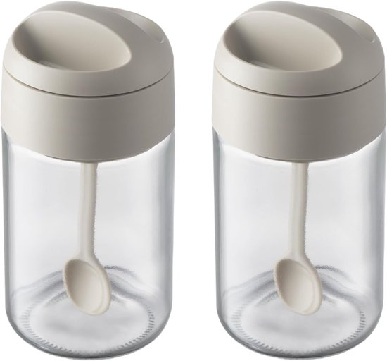 Salz- Und Zuckerdosen-set Aus Glas – 246 Ml (8,5 Oz) Mit Löffel, Gewürzgläser Für Die Küchenarbeitsplatte Und Für Würzmittel