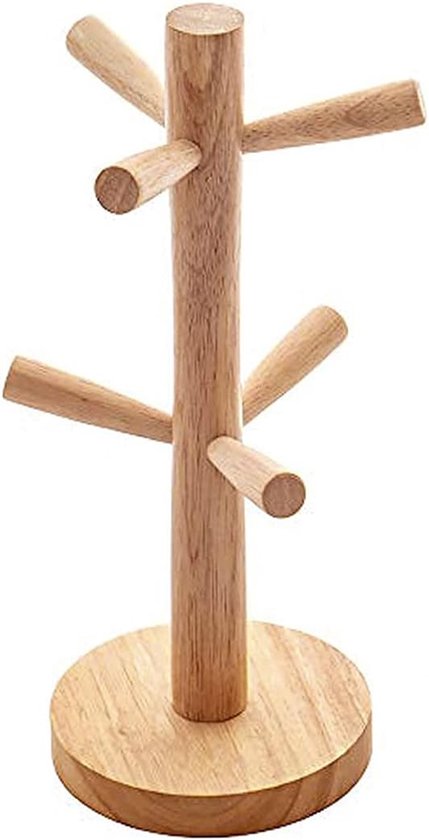 Tassenhalter, Tassenregal Aus Holz, Becherhalter, Hänge-tassenregal, 6 Haken, Küchen-tassenregal, Tisch-kaffeebecher-organizer