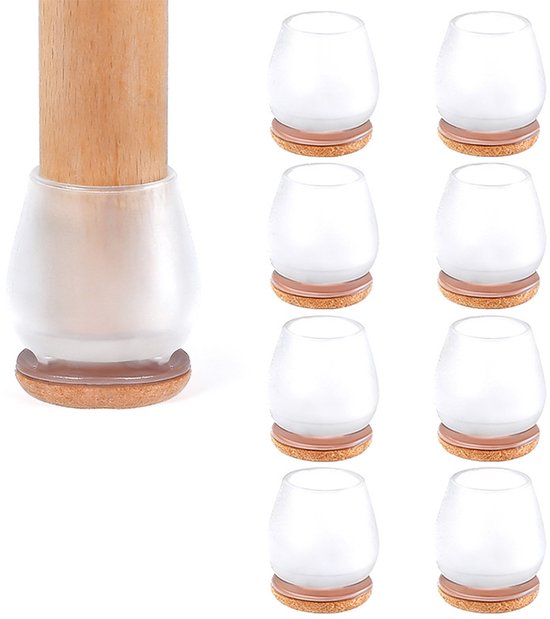 Transparente Schutzhüllen – 8 Stück – Geeignet Für Runde Stuhlbeine – Mit Filzfutter – Schützt Den Boden – Geeignet Für Durchmesser Von 27–35 Mm