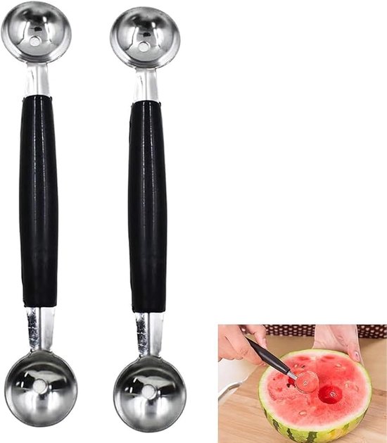 2 Teiliges Obst Und Eisportionierer Set, Doppelseitiger Obst Und Eisportionierer Aus Edelstahl, Kugelförmiger Löffel Zum Formen Einer Obstschale,