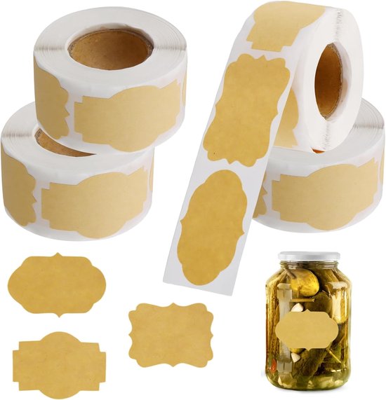 1000 Selbstklebende Etiketten Aus Kraftpapier Für Einmachgläser, Selbstklebende Geschenketiketten Für Marmelade, 5 X 3 Cm Große Etikettenaufklebe