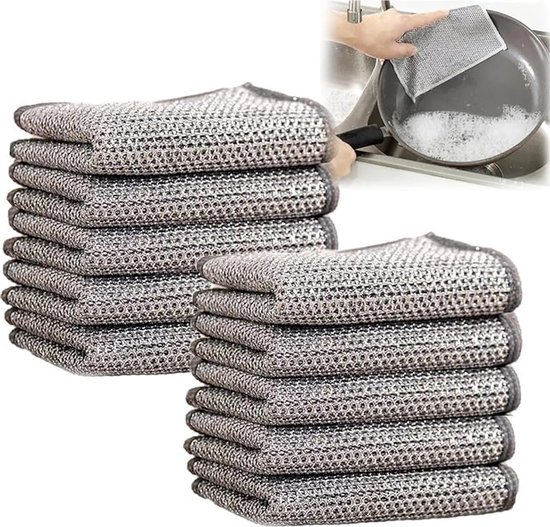 Packung Mit 10 Doppellagigen Geschirrtüchern Aus Stahl Multifunktionale Geschirrtücher Aus Stahl Geeignet Für Trockene Und Feuchte Anwendungen