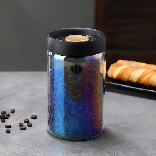 Bunte Vakuum-kaffeegläser Luftdichte Aufbewahrungsbehälter Für Lebensmittel Und Kaffeebohnen Mit Deckel Manuell Vakuumversiegeltes Glas Bunt 1200