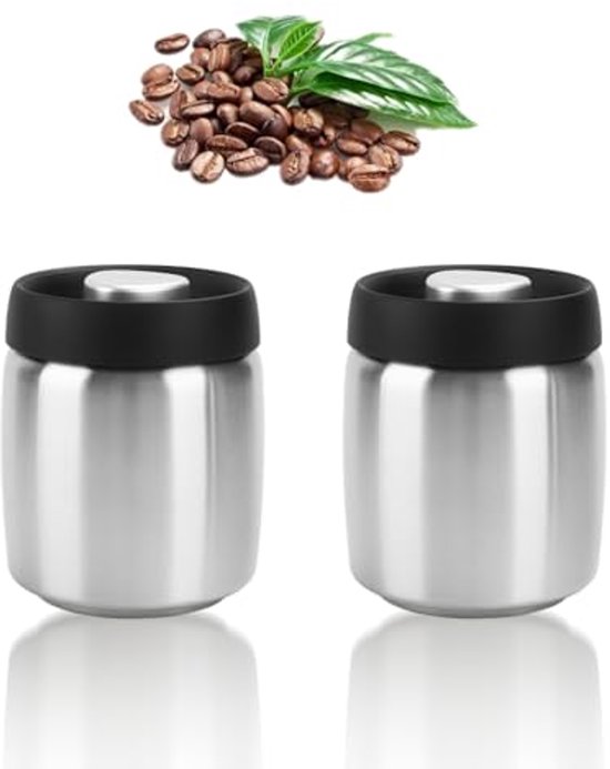 Set Aus 2 Vakuum Kaffeedosen À 283 Gramm (10 Oz), Luftdichte Lebensmittelaufbewahrungsbehälter Aus Edelstahl 304, Zur Aufbewahrung Von Kaffeebohn