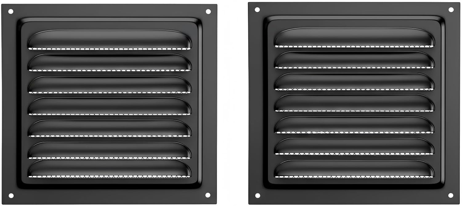 Zwei Dachbodenlüfter, Traufenlüfter, 5,9" X 5,9" Wandlüfter, Vordachlüfter, Quadratische Lüftungsgitter Mit Eingebautem Insektenschutzgitter, Für Außentüren, Häuser, Dachböden, Garagen Und Deckenlüftu