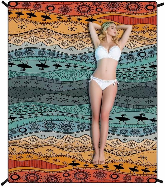 Große Strandmatte Sand Und Wasserabweisende Strandmatte (180 X 220 Cm) Für Outdoor Aktivitäten, Reisen, Wandern Und Picknicks Kompakt Und Tragbar