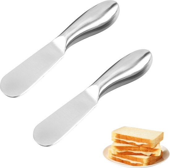 Set Mit 2 Buttermessern, Kleinen Sahnemessern, Käsemessern, Dessertmesser Set Aus Edelstahl, Dessertmessern, Marmeladenmessern Aus Edelstahl Zur