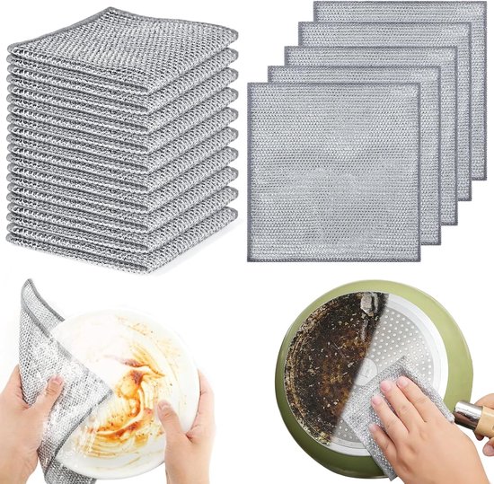 15er Pack Multifunktionale Metalldrahttücher 25 X 25 Cm Kratzfest Vielseitig Zur Reinigung Von Spülbecken, Arbeitsplatten Und Mehr Kann Nass Oder