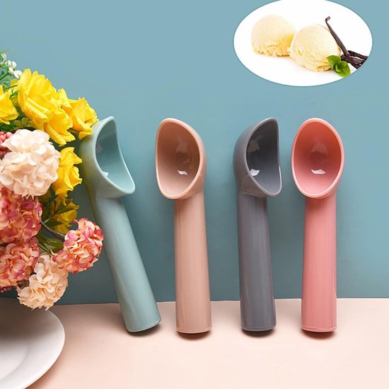 4 Stück Sahnelöffel Aus Kunststoff Langlebig Sicher & Zuverlässig Für Wassermelone, Cupcakes Und Desserts Küchenhelfer (grau, Rosa, Blau, Pink)