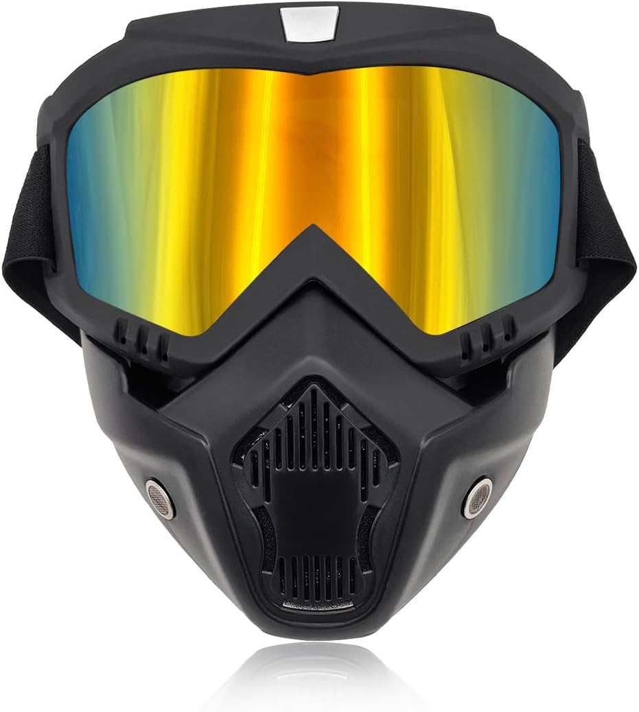 Motorradbrille, Winddichte Motocross-brille Mit Abnehmbarer Gesichtsmaske, Motorradzubehör (goldfarben)