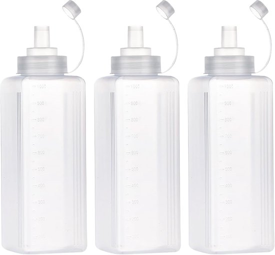 Set Mit 3 Quetschflaschen Aus Kunststoff Weithalsflaschen Zum Dosieren Ideal Für Den Hausgebrauch Ketchup Senf Mayonnaise Salatdressing Olivenöl
