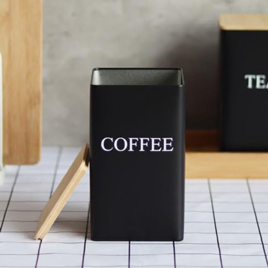 Kaffeedosen, Set Aus 1000 Ml Metalldosen Mit Luftdichtem Bambusdeckel