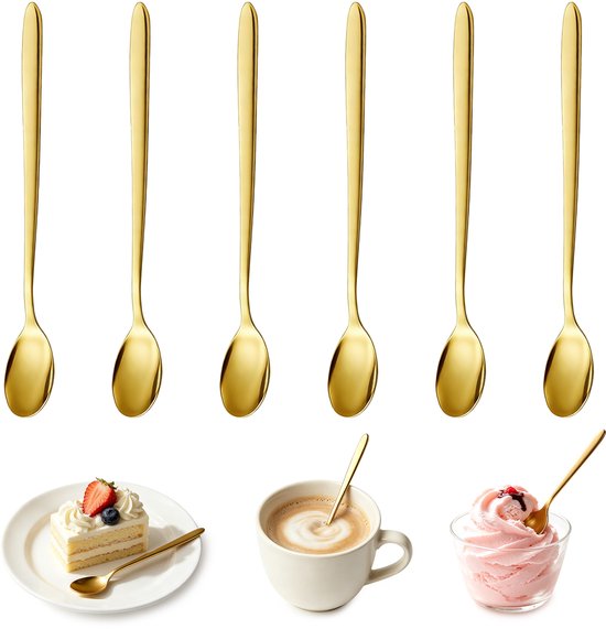 Löffel 6er Set Edelstahl Langstielige Kaffeelöffel Löffel Für Eis Und Kaltgetränke Rührlöffel Für Latte Macchiato, Heiße Schokolade, Heißgetränke