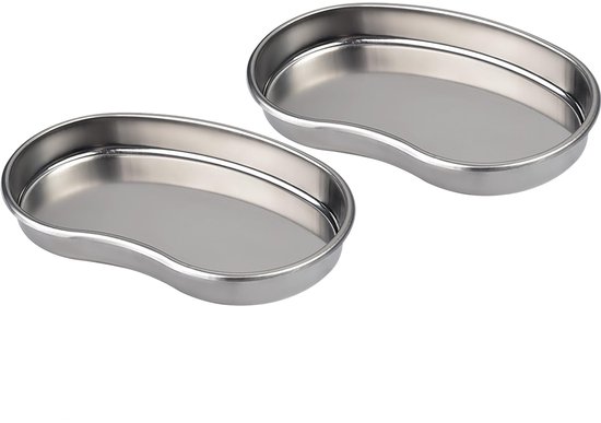 2 Teiliger, Nierenförmiger Hüftteller Aus Edelstahl Kleine, Gebogene Edelstahlplatte Flache Ablage Hüftteller Säure Und Hitzebeständig Für Labori