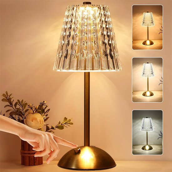 Wiederaufladbare Led Nachttischlampe Diamantkristall Touchlampe Kabellos Und Dimmbar 3 Lichtfarben Nachtlicht Für Restaurant Schlafzimmer Wohnzim