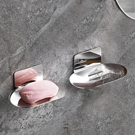 Seifenschale – 2 Stück, Verchromter Edelstahl-seifenhalter, Ohne Bohren, Geeignet Für Dusche, Badezimmer Und Küche