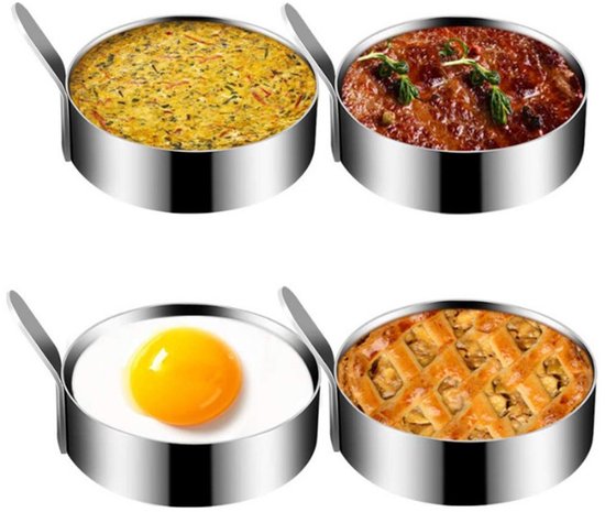 Set Mit 4 Antihaftbeschichteten Eierringen Aus Edelstahl – Ideal Für Omeletts, Pfannkuchen Und Spiegeleier