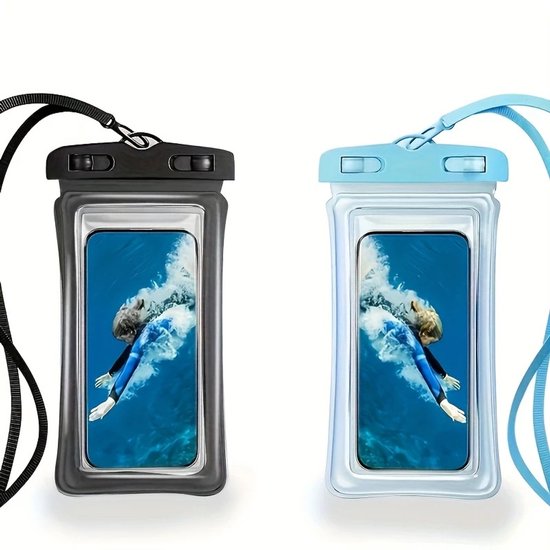 2 Teilige Wasserdichte Handyhülle Universelle, Schwimmfähige Ipx8 Wasserschutztasche Trockentasche, Kompatibel Mit Den Meisten Smartphones Handys