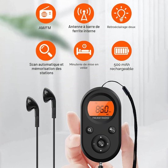 Mini Tragbares Fm/am Radio Kleiner Radioempfänger Mit Kopfhörern Transistorradio Wiederaufladbares Tragbares Radio Mit Lcd Hintergrundbeleuchtung
