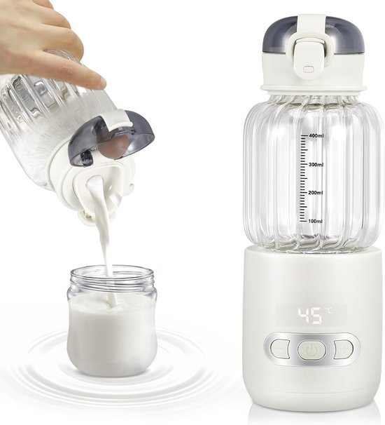Tragbarer Flaschenwärmer 400 Ml Tragbarer Wasserwärmer Fürs Auto Babynahrungswärmer Mit Temperaturregelung Für Reisen Im Freien Einstellbare Von 37 55