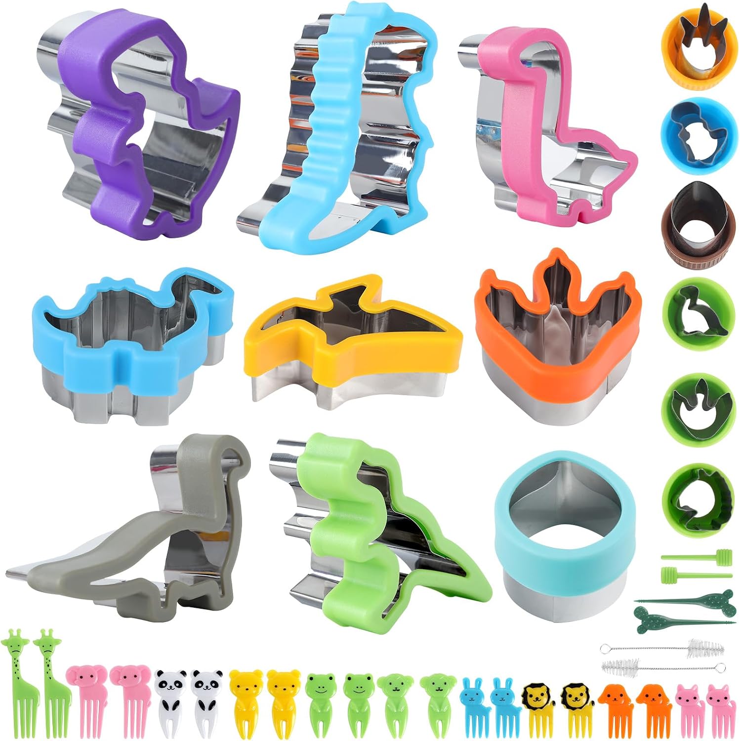 Set Mit 15 Dinosaurier-ausstechformen (9 Große, 6 Kleine) Sicherer Griff, Mit Reinigungsbürste, Ideal Für Snacks Und Geburtstage Mit Dino-motto