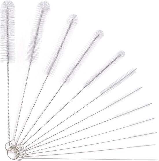 Reinigungsbürsten Set 12 Teiliges Set Jede Bürste Ist 21 Cm Lang Zum Reinigen Von Babyflaschen, Flaschenröhrchen, Teekannenausläufen, Kaffeemasch