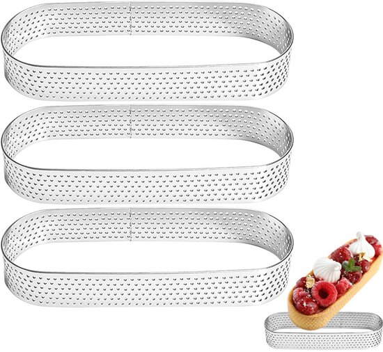 3 Teilige Mousse Form Perforierte Ovale Form Aus Edelstahl 430 Halbgebackene Käsekuchenform Antihaftbeschichtung Zum Backen Zu Hause Perforierte