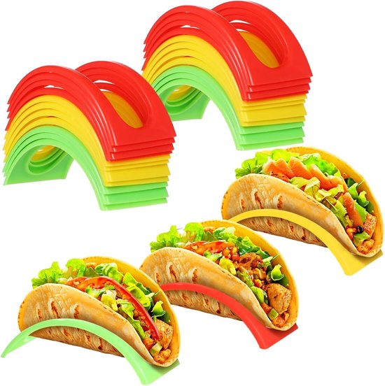 18 Farbenfrohe Taco Halter Stapelbare Taco Ständer Aus Kunststoff, Spülmaschinenfest Für Partys, Familienessen Und Restaurants