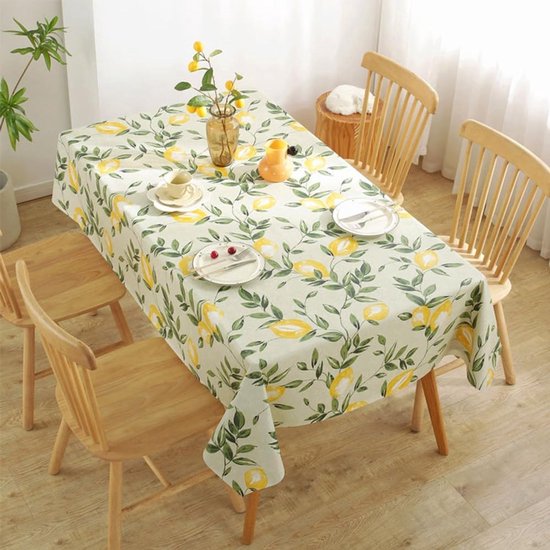 Rewytaz Gelbe, Waschbare Pvc Tischdecke Wasserdichte Vintage Tischdecke Mit Zitronenmotiv Küche Party Picknick Terrasse Rutschfeste, Ölbeständige