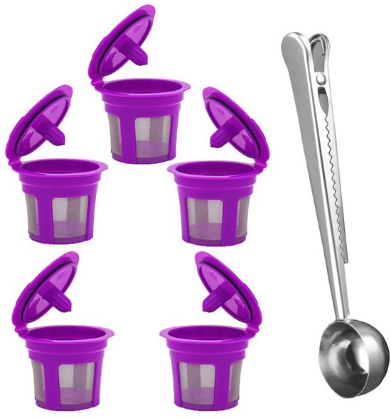 6 Teiliges Set Wiederbefüllbarer Kaffeefilter Kaffeefilter Kapselhalter Nachfüllbare Kaffeekapsel Filter Einfache Anwendung Wiederverwendbar Inkl