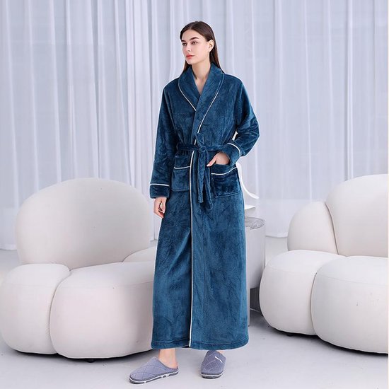 Unisex Bademantel Extra Langer Und Dicker Flanell Bademantel Für Damen Und Herren Weiches Korallenfleece (mikrofaser) Schnelltrocknend, Mit Tasch