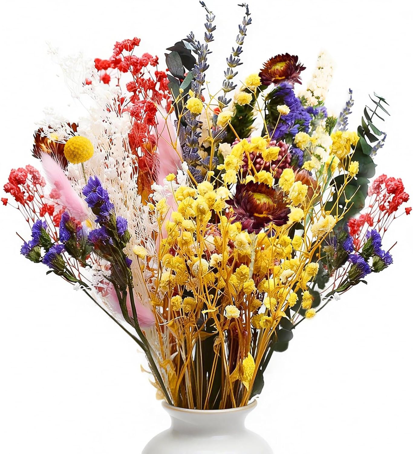 32-teiliger, Natürlicher Trockenblumenstrauß, Trockenblumenarrangement Mit Schleierkraut, Eukalyptus Und Lavendel Für Rustikale Boho-tischdekoration, Wohnzimmer Und Hochzeiten