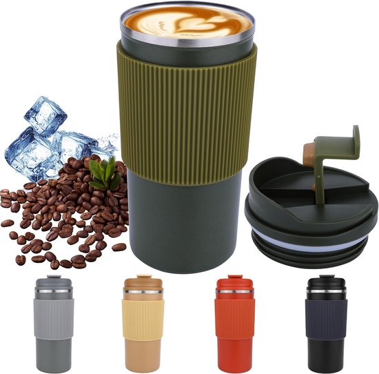 Thermobecher Kaffeebecher Für Unterwegs Reisebecher Für Kaffee Und Tee Teetasse 480 Ml Edelstahl Olivgrün Auslaufsicherer Kaffeebecher Leicht Zu