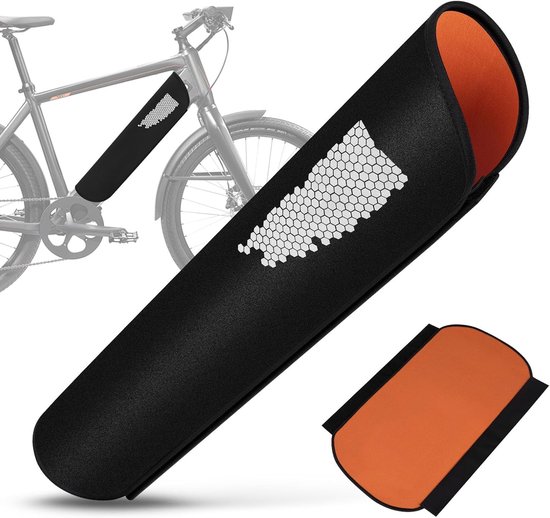 Set Mit 2 Neopren-schutzhüllen Für E-bike-akkus (54 X 38 Cm), Verstellbarer Klettverschluss-akkuschutz Mit Reflektierendem Streifen/orangefarbenem Futter, Schutz