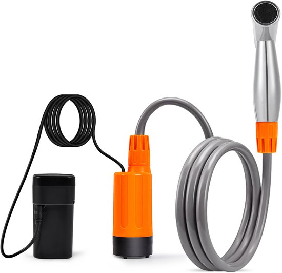 Komplettes Tragbares Elektrisches Duschset Mit Herausnehmbarem Akku – Wiederaufladbar, Für Camping, Reisen Und Haustiere, Orange