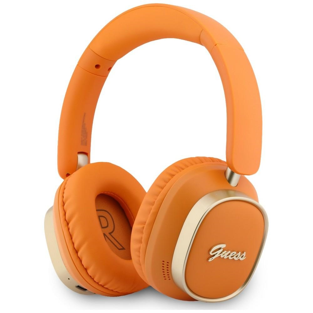 Guess Bluetooth Enc Rechteckige Over-ear-kopfhörer Mit Metall-schriftzug In Orange