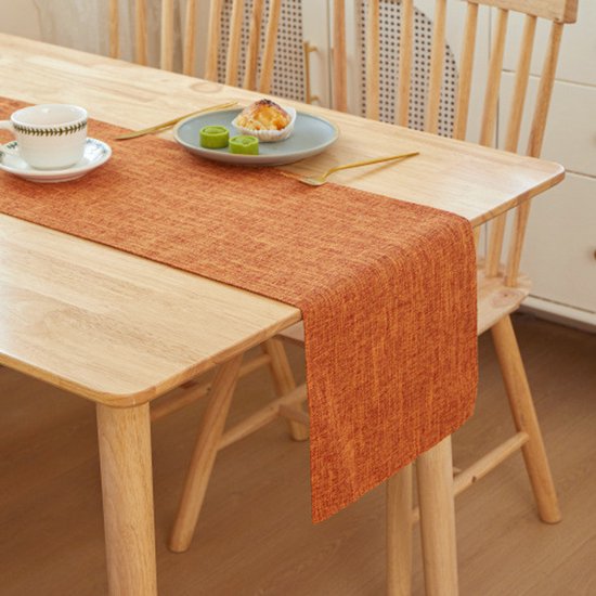 Tischläufer Aus Leinen Für Den Heimgebrauch, 30 X 180 Cm, Wunderschön Gearbeiteter Teetischläufer Orange