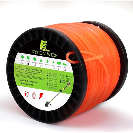 Viabrico 2,0 Mm Trimmerfaden, Freischneiderfaden, Professioneller Nylon-vierkantfaden Als Ersatz Für Trimmer. 0,203 Cm – 129,54 M – 0,612 Kg – Spule