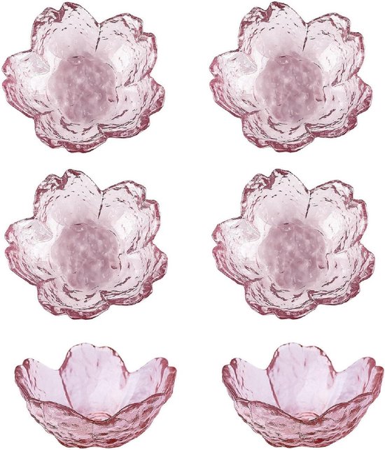 Kleine Glasschalen – Dipschalen – Saucenschalen – Blumenförmiges Design – 8,5 X 4 Cm – Rosa