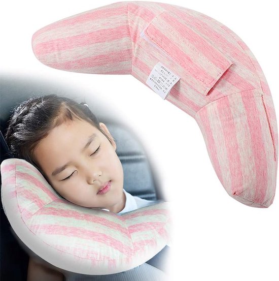 Reisekissen Für Kinder - Kopfstütze Mit Autogurt Für Mehr Sicherheit Im Kindersitz (pink)