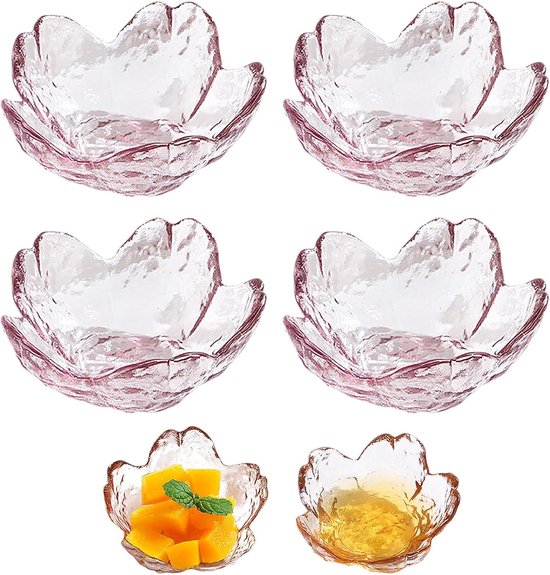 6-teiliges Dessertschalen-set Mit Rosa Kirschblütenmuster Soßenschalen Glas-dipschalen Mini-kristallschalen Für Eiscreme Desserts Snacks Reis