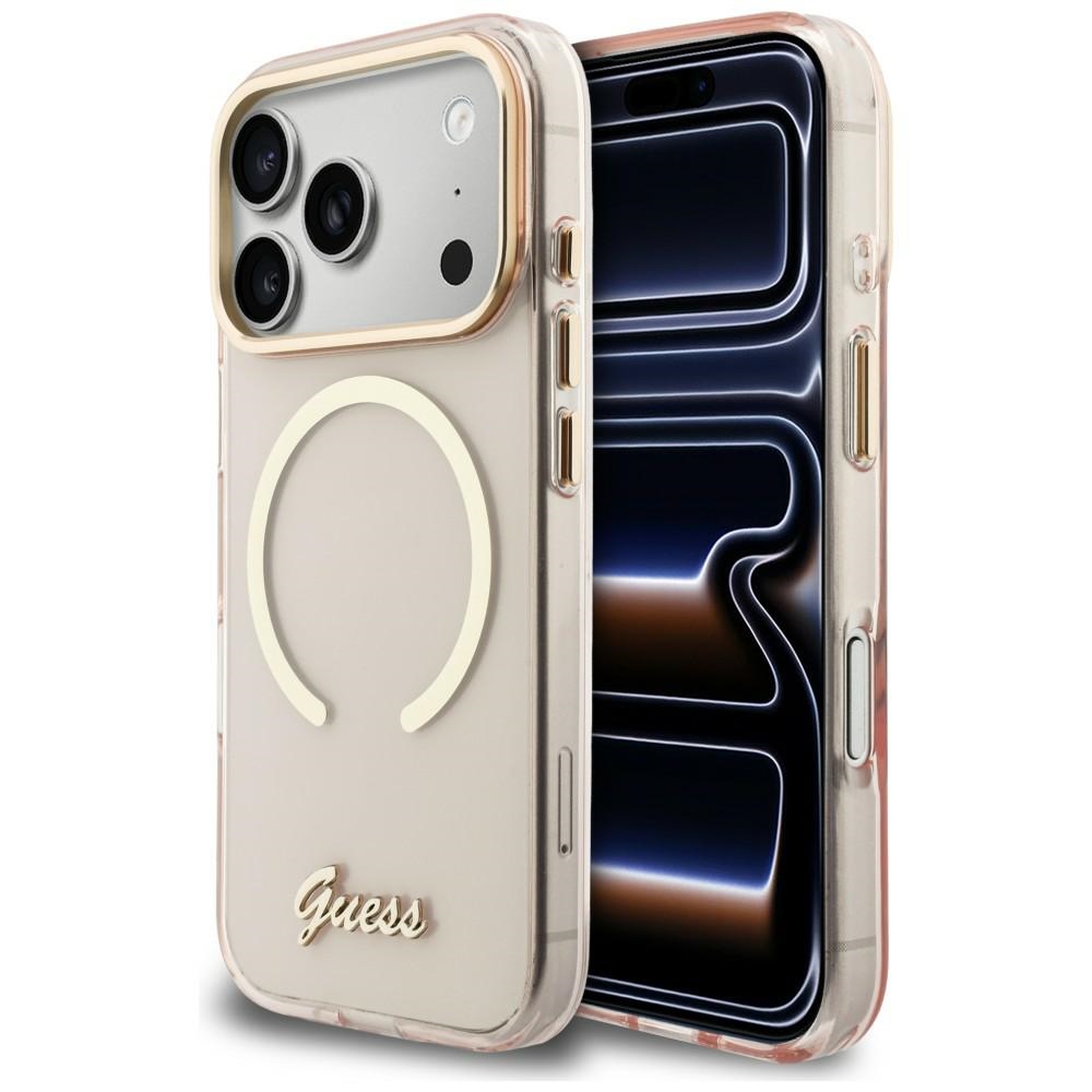Guess Iml Script Metal Magsafe Hülle Für Iphone 17 Pro Pink