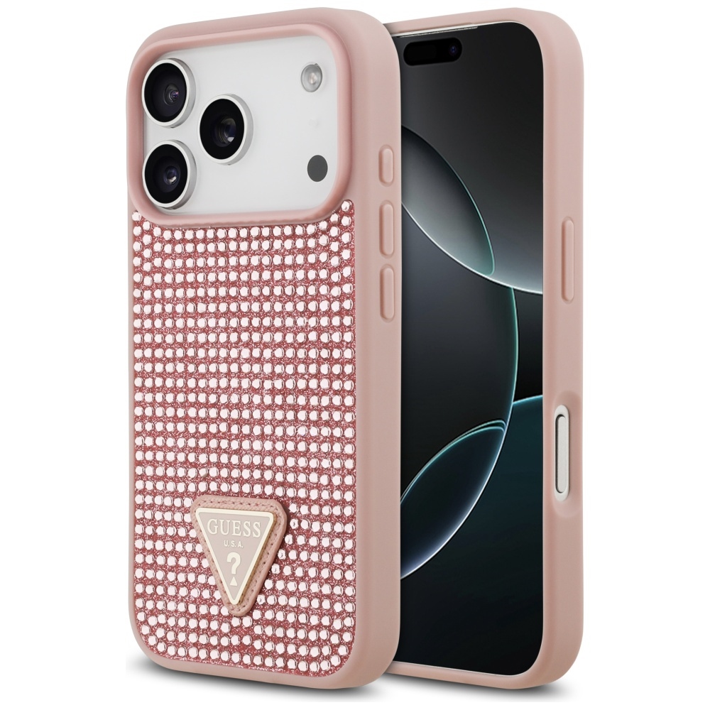 Guess Strass-dreieck-logo-hülle Für Iphone 17 Pro Pink