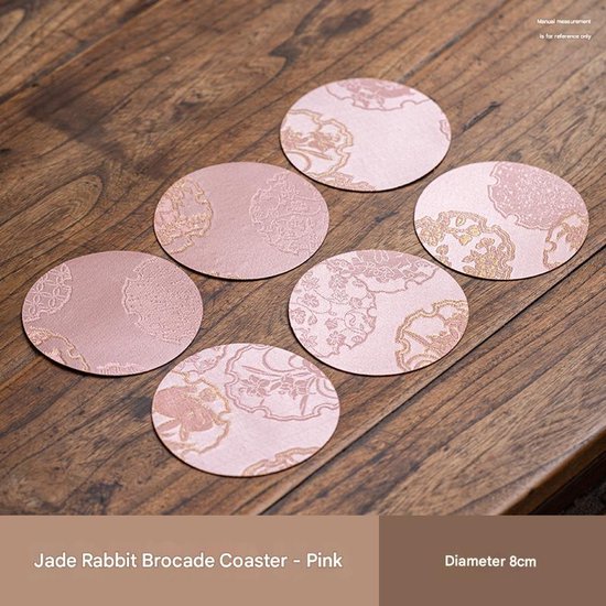 Brokat-teeuntersetzer, Runde, Wärmeisolierende Matte, Teekannenuntersetzer Mit 8 Cm Durchmesser, 6 Stück, Rosa