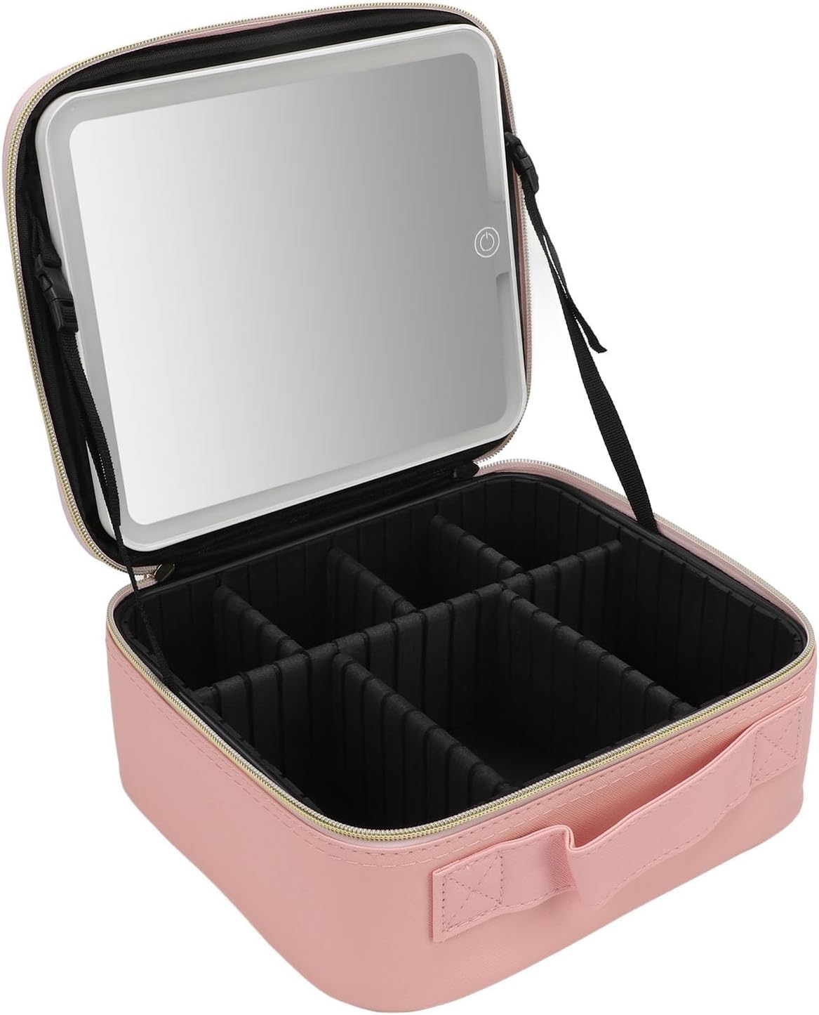 Tragbares Led-make-up-set, Tpu-material, Wiederaufladbarer Spiegel, Großes Fassungsvermögen Mit Einstellbarem Licht Für Make-up-begeisterte Auf Reisen (rosa)