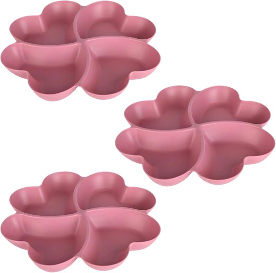 3-teiliges Set Herzförmiger Unterteilter Servierschalen Rosa Obst Und Süßigkeitenschalen Wiederverwendbare Kunststoffschalen Für Vorspeisen Und