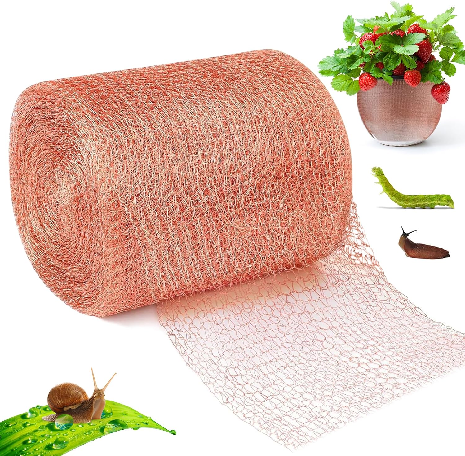Kupfer-schneckennetz, 12,7 Cm X 6 M, Kupferband Gegen Schnecken, Doppeltes, Nagetiersicheres Netz Zum Schutz Vor Gartenmäusen, Nacktschnecken Und Vögeln, Zuschneidbares Kupfergewebe