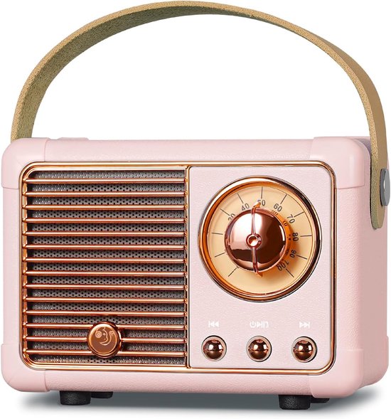 Retro-bluetooth-lautsprecher Tragbar Mit Fm-radio 3-watt-lautsprecher Bassmembran Freisprechfunktion Vintage-taschenlautsprecher Mit Usb Pink