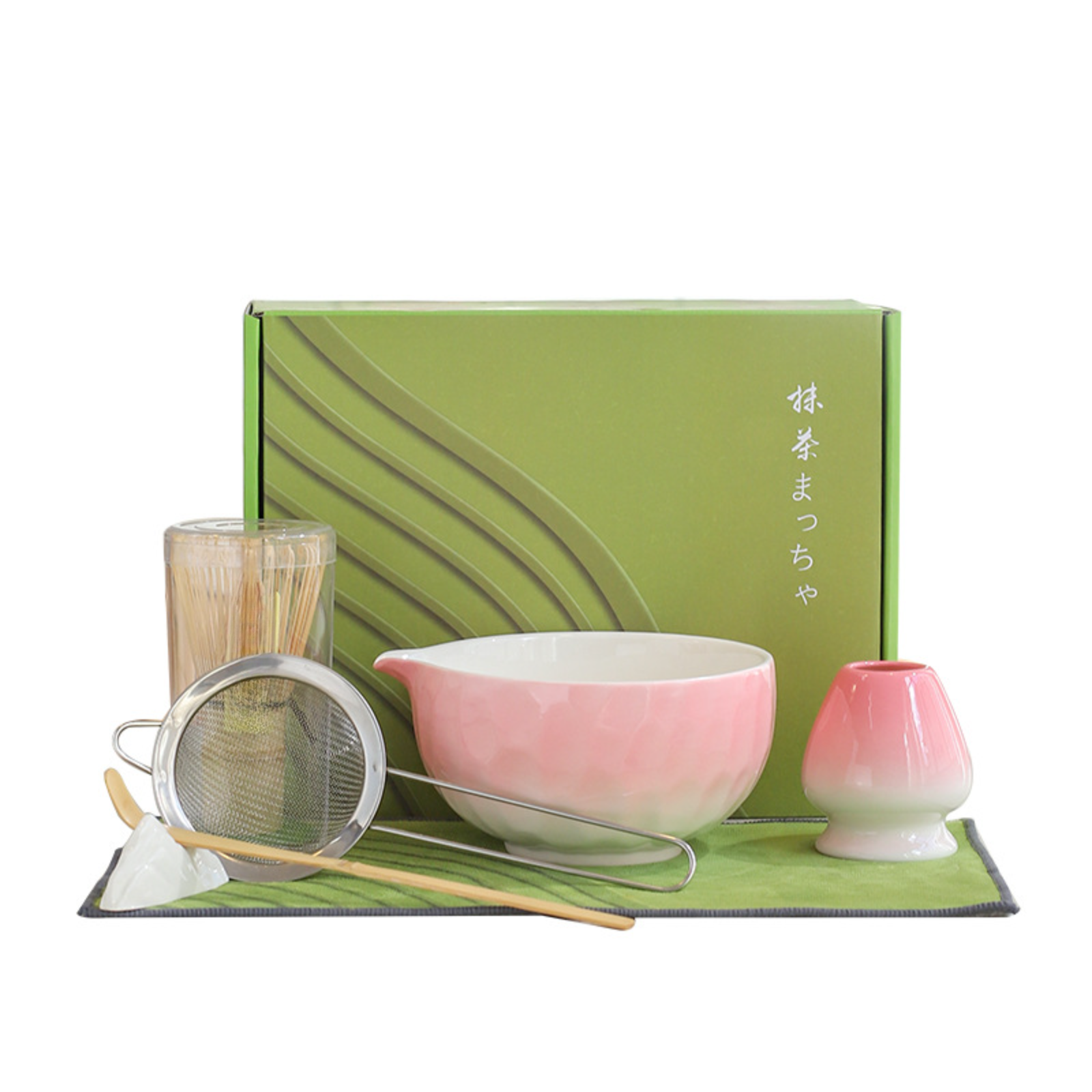 Matcha-schale, Teeständer, Teelöffel, Teesieb, Matcha-zubehörset